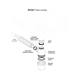 Foset CE-293, Céspol flexible sin contra, de bote para fregadero 1 1/2", de polipropileno