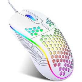 Wired Gaming Mouse, Computer Mouse Ergonomic Mice Honeycomb Design with RGB Backlight, 6 Buttons, 7200 Adjustable DPI for PC/Mac/Laptop - Color: Black