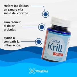 Omega Krill  60 Cpsulas Sin Sabor Aadido  Aceite de Krill Puro  Apoya la Salud del Corazn, Cerebro y Articulaciones  Alta Absorcin de Omega 3  Dura...