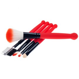 5pcs Tools Set Kit With Beauty Make Up Brushes And Eyelashes / Eyebrows Comb With Red Handles By VAGA