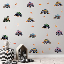 Car Wall Stickers for Boys Bedroom Decor Cool Car All Terrain Vehicle Wall Decals for Boys Room DIY 68pcs Wall Stickers for Nursery Playroom Kindergarten Furniture 4 Sheets