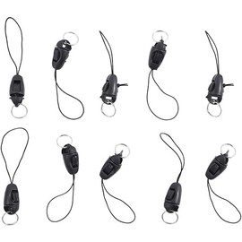 Juroicessry 10 Pcs Black Anti-lost Nylon Lanyards Phone Straps Hanging Head Lanyard Cords Phone Charms Badge Lanyards Pendant Buckle Small Sling Key Straps Cell Phone Charms