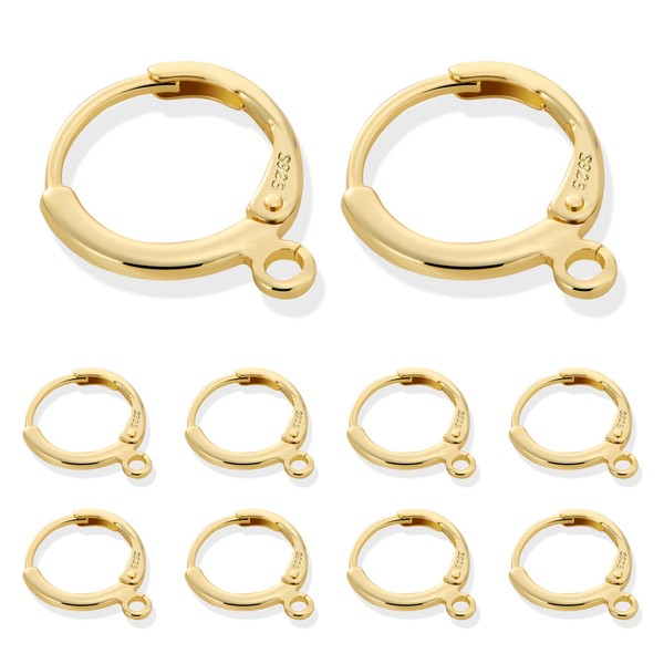 10Pcs 14K Goldplated Earring Hooks Round Small Gold Hoop Huggie