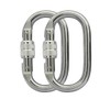 Locking Climbing Carabiners Clip Heavy Duty (Silver,2 Pack) CE Rated