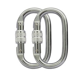 Locking Climbing Carabiners Clip Heavy Duty (Silver,2 Pack) CE Rated 25 kN 5600 LB Rugged Terrain Approved Industrial Strength Twist Lock Carabiners Clips for Rigging, Ropes, Hammocks, Camping