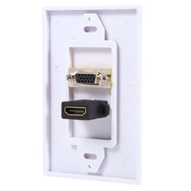 Richer-R HDMI VGA Wall Plate Audio Video Outlet Fixture Outlet Assembly Mixing Face Plate Cover 1 Port HDMI Female + 1 Port VGA Female