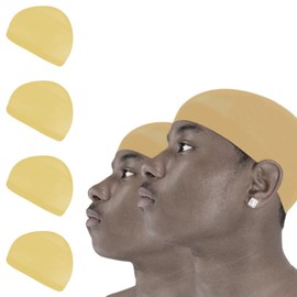 4 Pcs Wave Cap Stocking Caps Stretch Compression Long Lasting Lightweight Comfortable Fit Durable Mens Dome Cap Loc Cap Sleeping Hair Caps Wave Caps for Men (Yellow - 2 Pack of 2 Pcs)