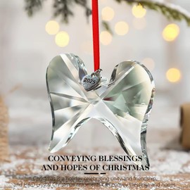 H&D HYALINE & DORA 3 Inch Christmas Crystal Angel Wing Ornaments for Christmas Tree Unique Angel Wing Hanging Ornament for Holiday Decorations