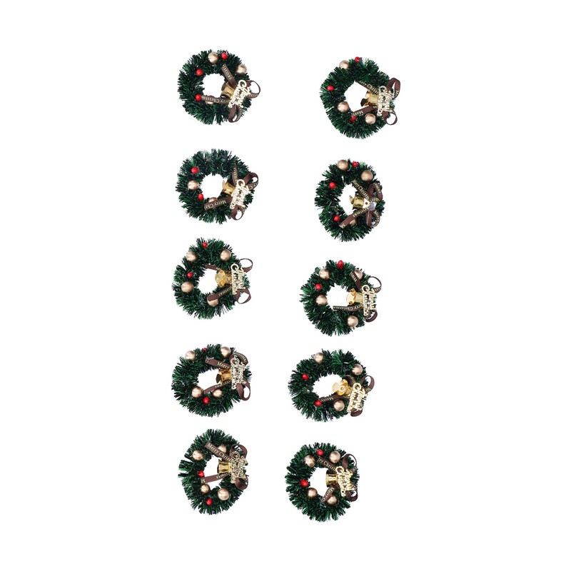 10Pcs Christmas Wreaths Miniature Scene Models Dollhouse Accessories for Above
