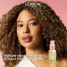 Loreal Paris Bond repair aceite en suero para cabello dañado, teñido y protector del calor, fortalece los lazos debiles, control de brillo intenso y e