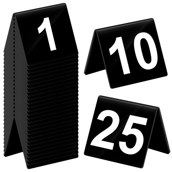 Table Numbers Black Acrylic Double Side Numbered Table Tents Restaurant