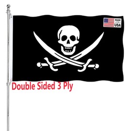 Pirate Flag Double Sided Jolly Roger Flags for Outside 3x5 Heavy Duty Jack Rackham Skull Bones Flags Cross Knife with 2 Brass Grommets for boa