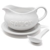 24 Oz Gravy Boat, Tray and Ladle | Ceramic White