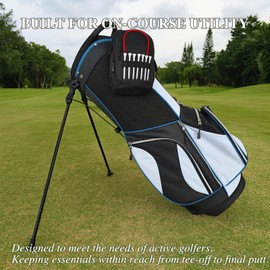 Golf Valuables Bag with 3 Zip Pockets, Golf Ball Organizer for 28 Balls, Rangefinder & Tees (Black)