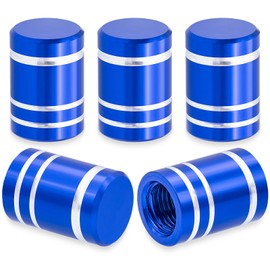 MEAJOO 5PCS Car Tire Valve Stem Caps, Aluminum Tire Valve Cap Set, Corrosion Resistant, with Rubber O-Ring, Universal for Cars, SUVs, Bike, Bicycles,Trucks and Motorcycles (Blue)