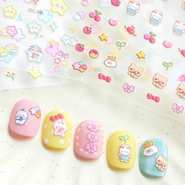 15 Sheets of Nail Stickers for Kids - 735 Cute Nail Stickers - Nail Decals for Girls - Flower, Bunny, Unicorn, Bear, Fruits | Glow in The Dark