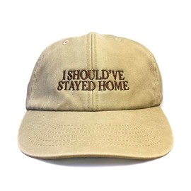 Vivian Flytrap Unisex I Should've Stayed Home Washed Embroidered Dad Baseball Cap - Beige