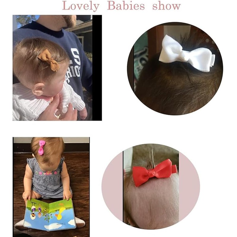 50 Pcs 2inch Mini Bow Hair Clips for Baby Grils