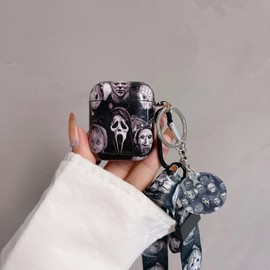 Cool Scream Pattern 2/1 Case with Durable IMD Printing Technology and PET Layer，with Horror Keychain Clip Carabiner and Lanyard