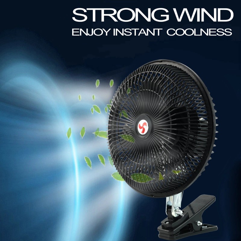 XUKEY 8inch 24V Car Oscillating Clip On Fan Rotatable Cooler