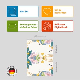 Partycards Pack of 50 Wedding Place Cards for Communion Confirmation, Name Badges Birthday, Table Decoration Name Cards Christening, Table Decoration, Name Plate, Place Cards Birthday