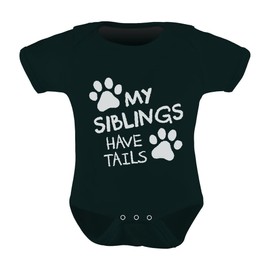 Tstars My Siblings Have Tails Dog Cat Funny Sayings Infant Baby Boy Girl Bodysuit 6M Black