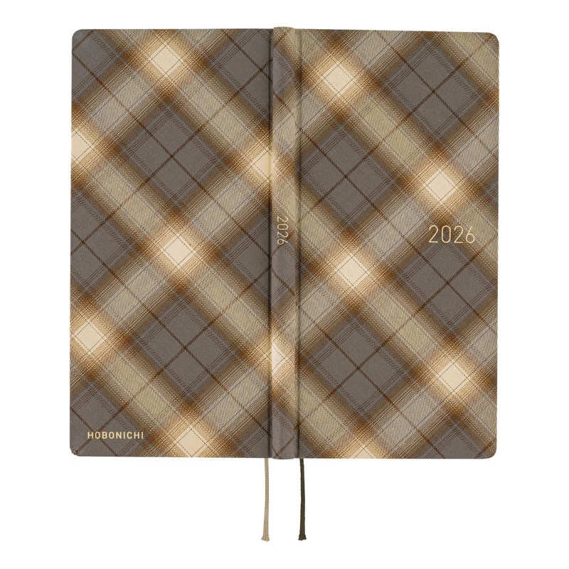 ほぼ日手帳 2026 weeks シャツファブリック/foggy check 4月始まり 週間手帳 週間レフト スリム縦長