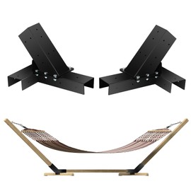 TOPTGO Hammock Stand Bracket, Heavy Duty DIY Hammock Bracket Kits Fit for 4" x 4" (Actual 3.5" x 3.5") Lumber /Wood Posts, 500 LBS Capacity, Black Powder Coated-2PACK
