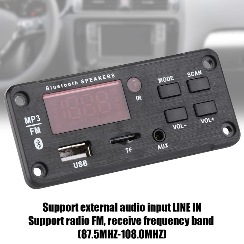 Car Speaker Bluetooth 5.0 Module, Color Screen Display, MP3 WMA