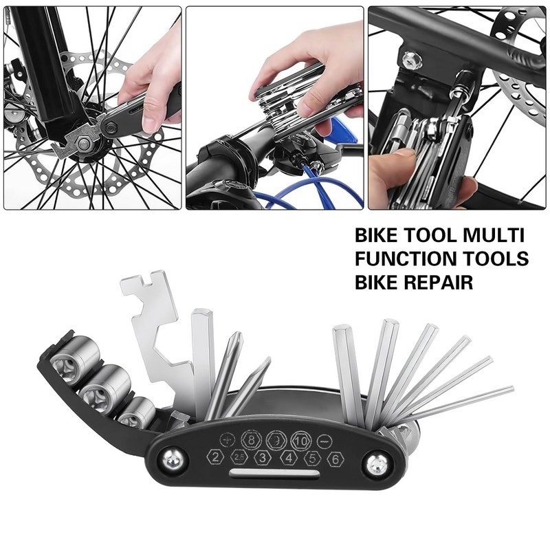 oumuik Bicycle Repair Kit Bicycle Accessories 16-in-1 Bicycle Tool, Multi-Tool