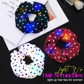 CAKURE Light Up Hair Scrunchies Polka Dots Scrunchie Hair Accessories for Women (Pack of 3)