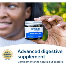 Optibac Probiotics Every Day Extra - Advanced Digestive Probiotic Supplement - Most Researched Lactobacillus Acidophilus - 90 Vegan Capsules