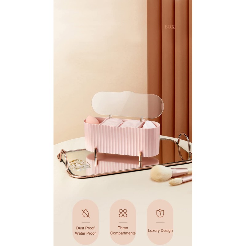 Squishy Dot Clear Cosmetic Storage Organizer, 3-Compartment Transparent Multi-Functional Bathroom