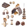 Roczential 11Pcs Hamster Toys Set Natural Wood Hamster Cage Accessories