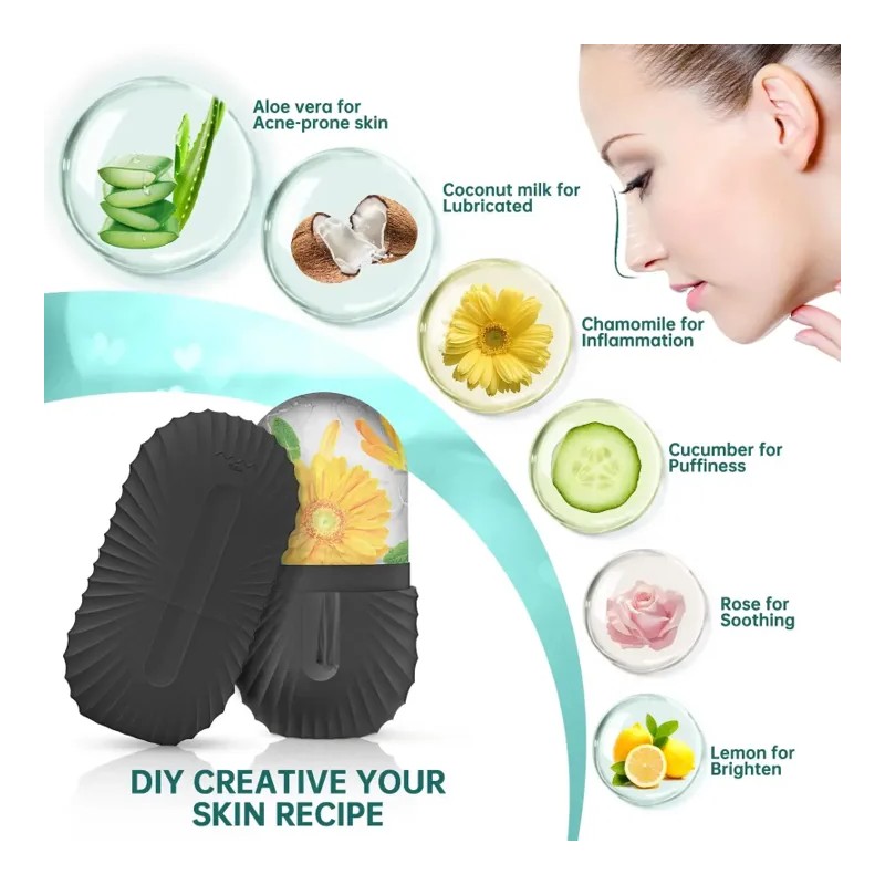 2 Rodillos Hielo De Silicona Masajes Faciales Ice Roller Todo