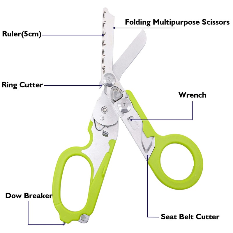 Elegital Emergency Response Shears, Stainless Steel Foldable Scissors Pliers, Outdoor