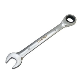 DAKCOS Fixed Head Ratchet Spanner 19mm Ratcheting Combination Wrench Chrome Vanadium Steel