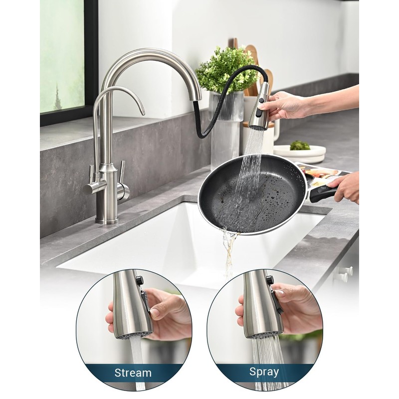 APPASO Kitchen Faucet with Water Filter, CUPC Certified Water Hose,