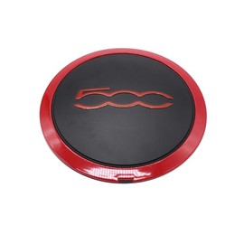 Wheel Centre Hub Cap Trim for FIAT 500 Wheel Center Cap Replacement Anti-Dust(Red Circle Red Letter)