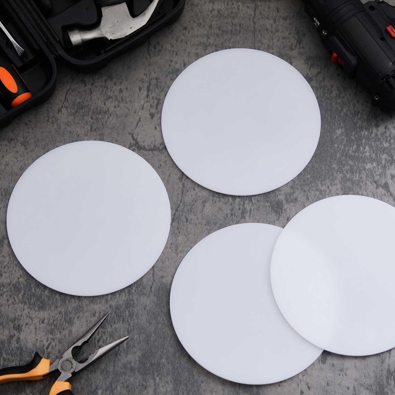 Sasylvia 4 Pcs White Round Hdpe Disc Sheet 6" Diameter
