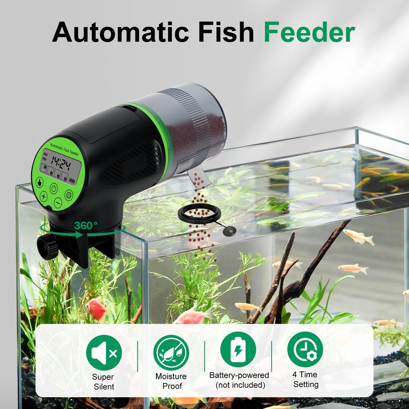 Podazz Automatic Fish Feeder, Moisture-Proof Aquarium Auto Feeder, Aquarium Tank