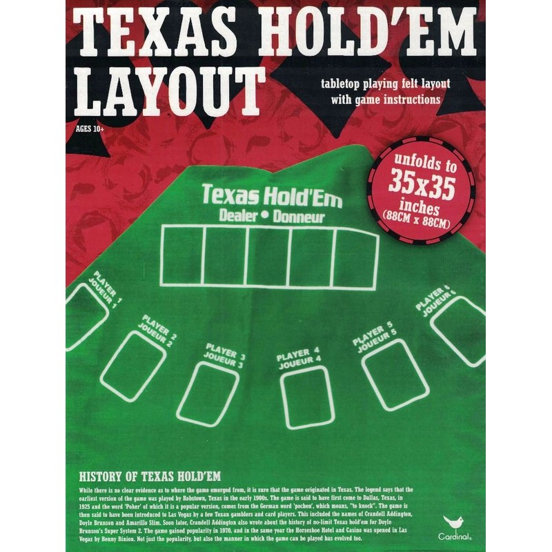 Texas hold'em tabletop playing felt layout
