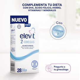 Elevit 2 Omegas | Suplemento con Omega 3, Ácido Fólico, Hierro, Vitaminas y Minerales | Multivitamínico para Mujer | 28 Cápsulas.