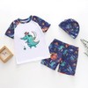 Kids Junior Rash Guard Set for Boys with Contrast Swim Trunks Kids L/Dinosaur Set [Includes Hat] 2ea
