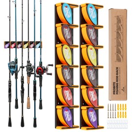 Wall Mounted Fishing Rod Holder for Garage, Horizontal & Vertical Fishing Rod Rack, Fishing Pole Storage with Soft EVA Protective Pad, Holds Up to 6 Rods or Combos, Fits Most Fishing Poles（2 Pack）