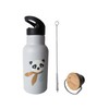 kikadu Panda Water Bottle Silver Grey - Children's Tableware, BPA-Free,
