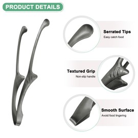 M METERXITY 5 Pcs Korean and Japanese BBQ Tongs 10 Inch Barbecue Tongs 430 Stainless Steel Kitchen Self-Standing Grill Non-Slip for Grill/Salad/Camping/Cooking [Black]