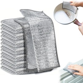 XINCHENG 20 PCS Double-Layer Wire Dishwashing Rags, Non Scratch Wire Dish Cloth, Multipurpose Wire Dishwashing Rags for Wet and Dry, Wire Cleaning Cloths for Home Kitchen