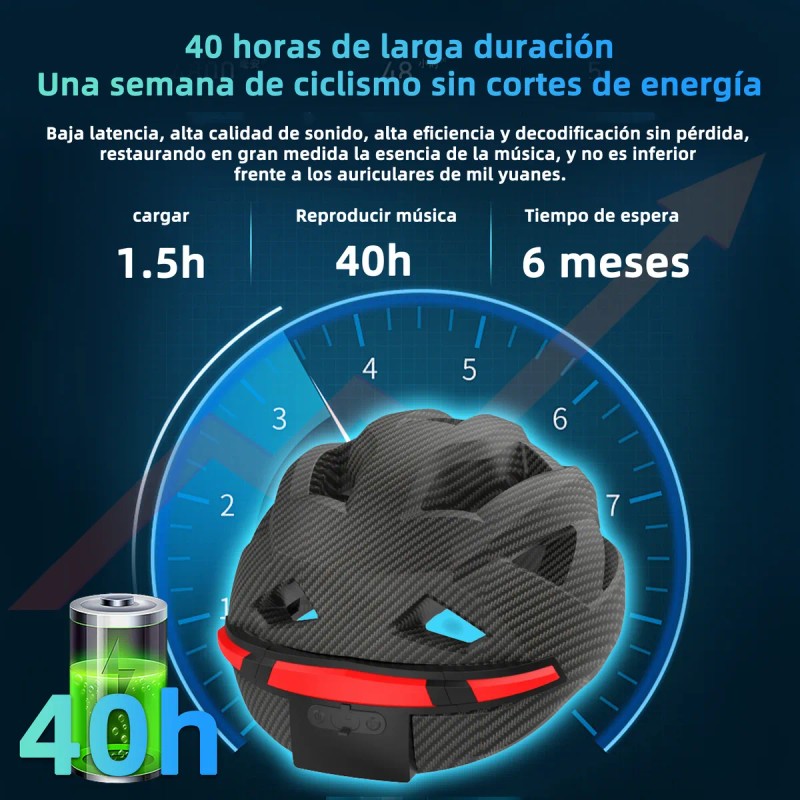Casco Inteligente Con Auriculares Bluetooth Luz Advertencia