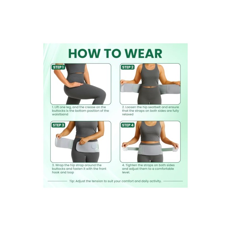 Sacroiliac Support Belt - 90cm Adjustable Back Support Belt (Green)